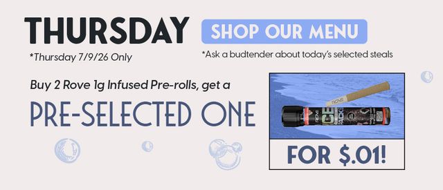 Cannabis Promo, Cannabis Sales, Cannabis Discounts, Cannabis on Sale, Buy 2 Rove 1g Infused Pre-rolls, get a 3rd for $0.01