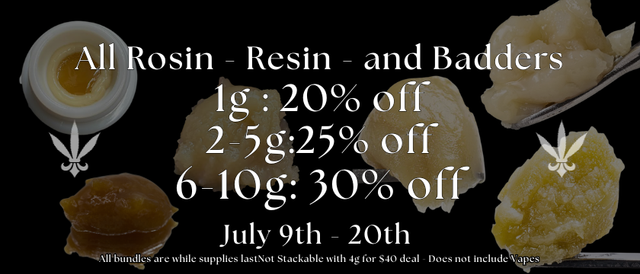 Cannabis Promo, Cannabis Sales, Cannabis Offers, Cannabis on Sale, 7/10 Concentrate Bundles