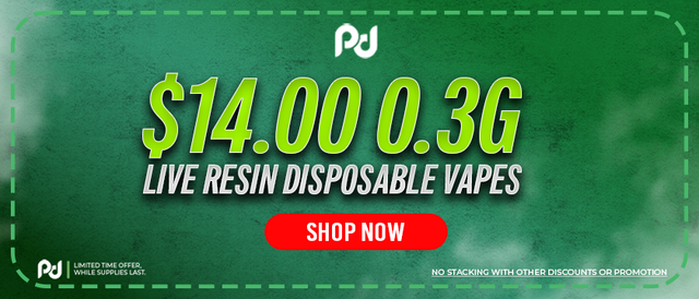 Cannabis Promo, Cannabis Sales, Cannabis Discounts, Cannabis on Sale, $14.00 0.3g Live Resin Disposable Vapes
