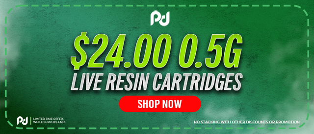 Cannabis Promo, Cannabis Sales, Cannabis Discounts, Cannabis on Sale, $24.00 0.5g Live Resin Cartridges