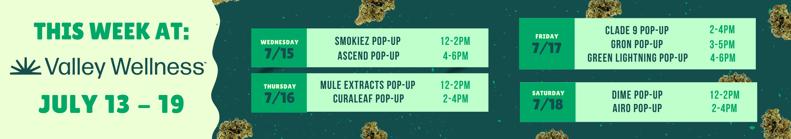 Cannabis Promo, Cannabis Sales, Cannabis Discounts, Cannabis on Sale, This Week, 7/13-7/19
