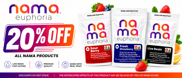 Cannabis Promo, Cannabis Sales, Cannabis Discounts, Cannabis on Sale, Nama 20% Off