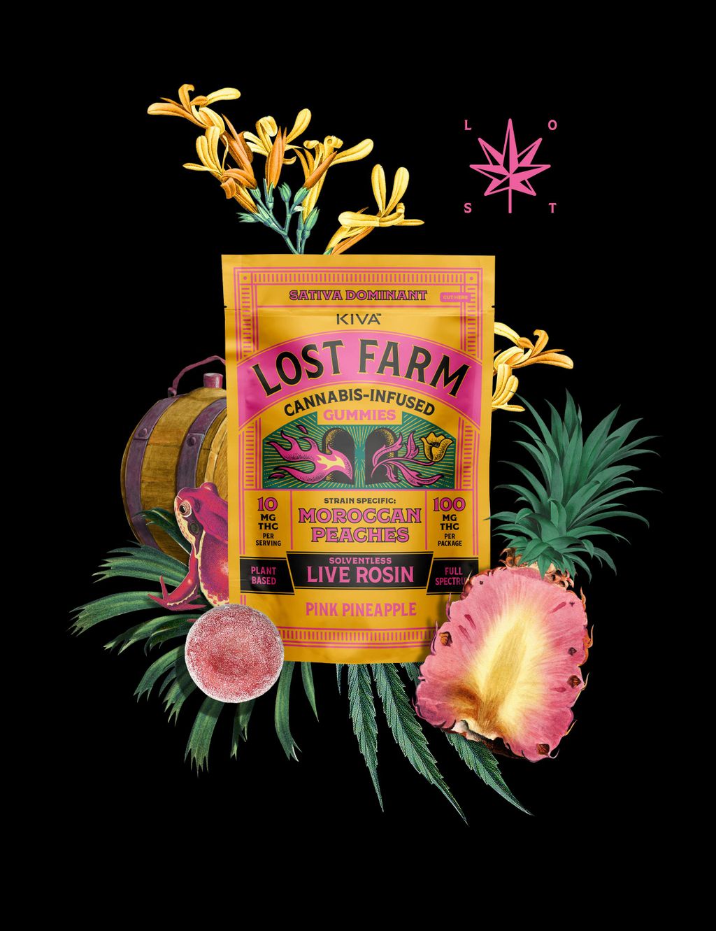Lost Farm Pink Pineapple x Moroccan Peaches Gel-based 100mg, 10pk