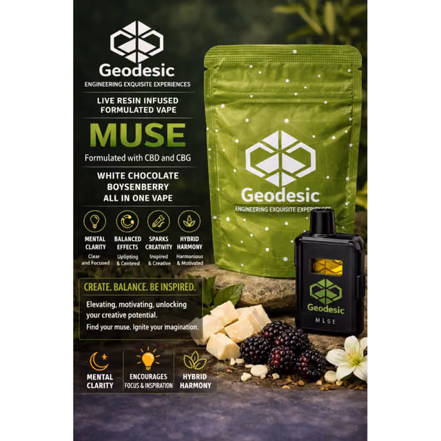 Geodesic: Muse - Formulated Live Resin-Infused Disposable (Hybrid) Geodesic Geodesic: Muse - Formulated Live Resin-Infused Disposable (Hybrid) Geodesic