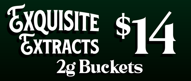 Cannabis Promo, Cannabis Sales, Cannabis Discounts, Cannabis on Sale, Exquisite Extracts 2G Buckets — $14