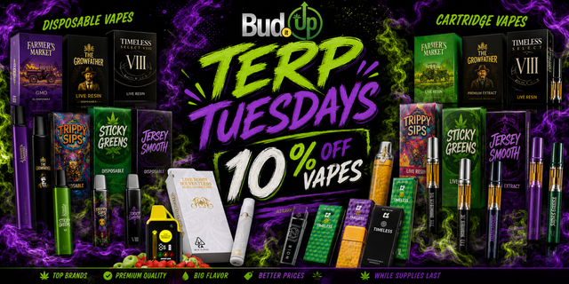 Cannabis Promo, Cannabis Sales, Cannabis Discounts, Cannabis on Sale, TERP TUESDAYS - 10% OFF VAPES