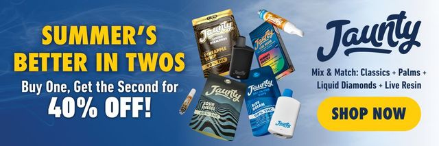 Cannabis Promo, Cannabis Sales, Cannabis Discounts, Cannabis on Sale, Jaunty BOGO 40%