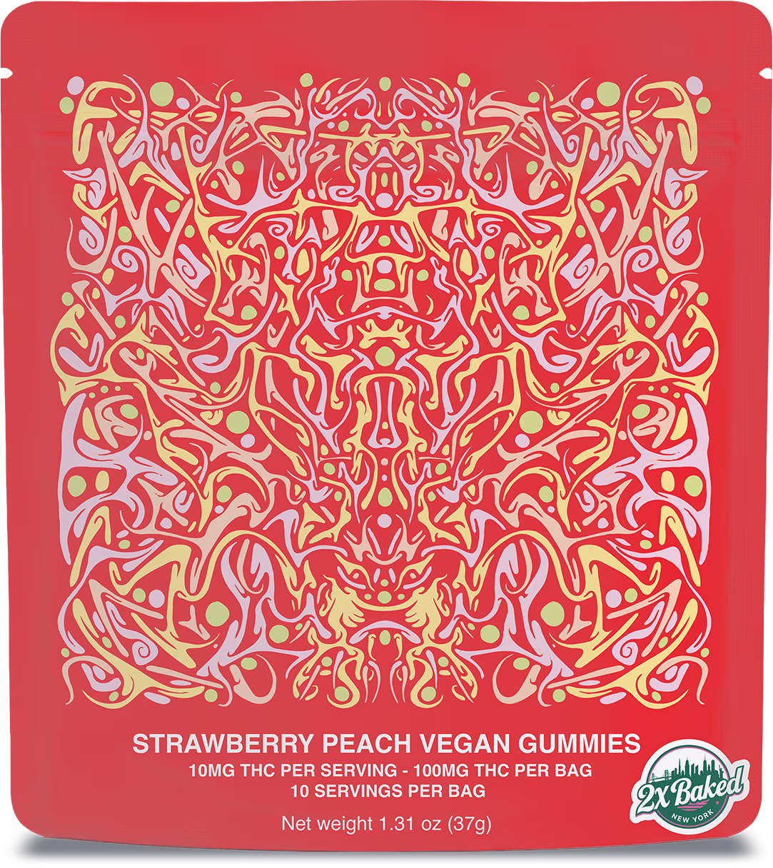 Strawberry Peach THC Gummies 2X Baked