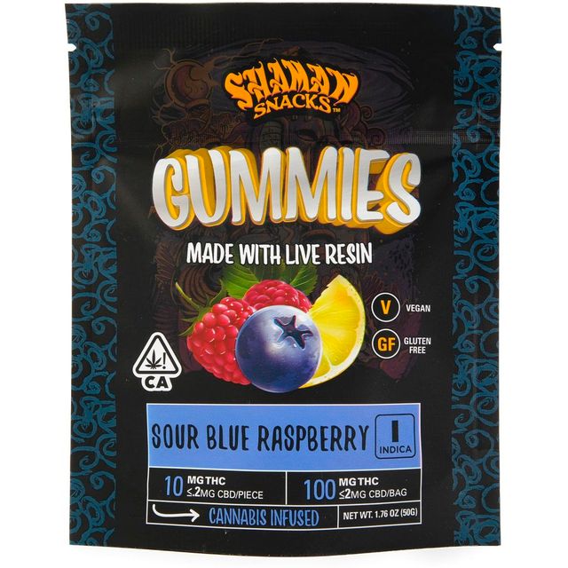 Sour Blue Raspberry 10 Pack Gummies Shaman Snacks
