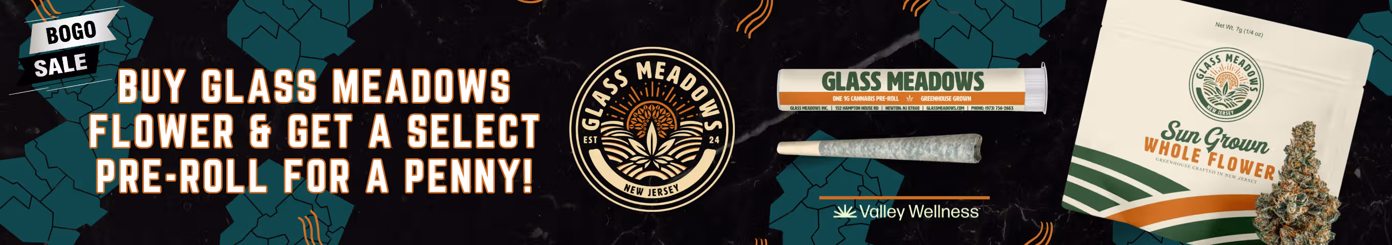 Cannabis Promo, Cannabis Sales, Cannabis Discounts, Cannabis on Sale, Buy any Glass Meadows flower get a pre-roll for a penny! *
