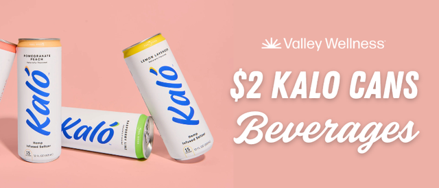 Cannabis Promo, Cannabis Sales, Cannabis Discounts, Cannabis on Sale, $2 KALO Cans Beverages