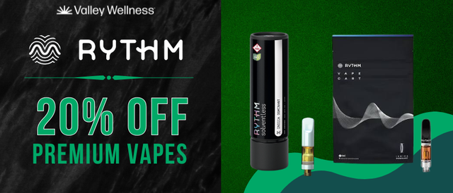 Cannabis Promo, Cannabis Sales, Cannabis Discounts, Cannabis on Sale, 20% off Rythm Vapes!