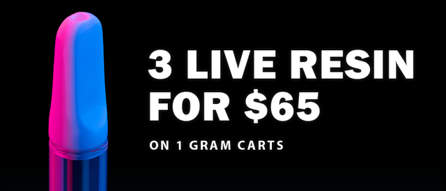 Cannabis Promo, Cannabis Sales, Cannabis Discounts, Cannabis on Sale, 1g Live Resin Dispo: 3 for $65