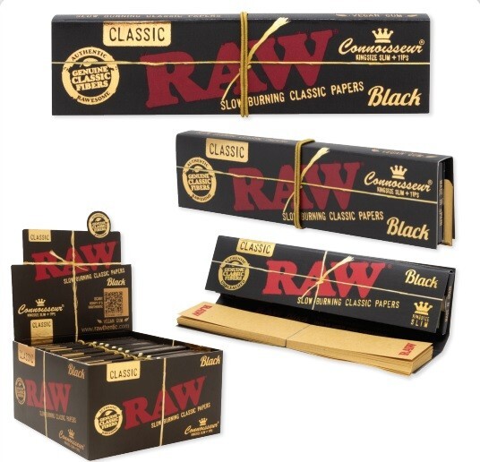 King Size Slim Connoisseur Black W/ Tips