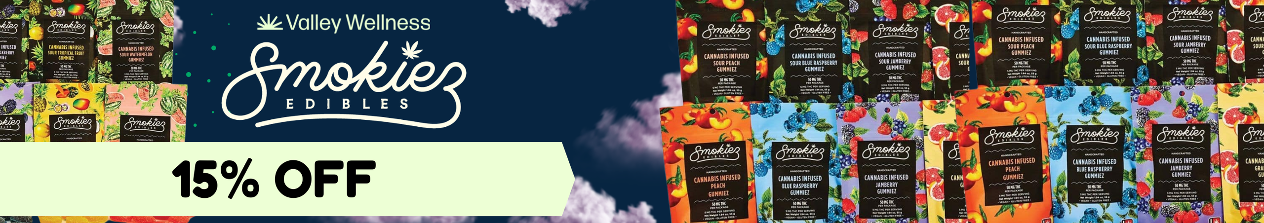 Cannabis Promo, Cannabis Sales, Cannabis Discounts, Cannabis on Sale, 15% Off Smokiez