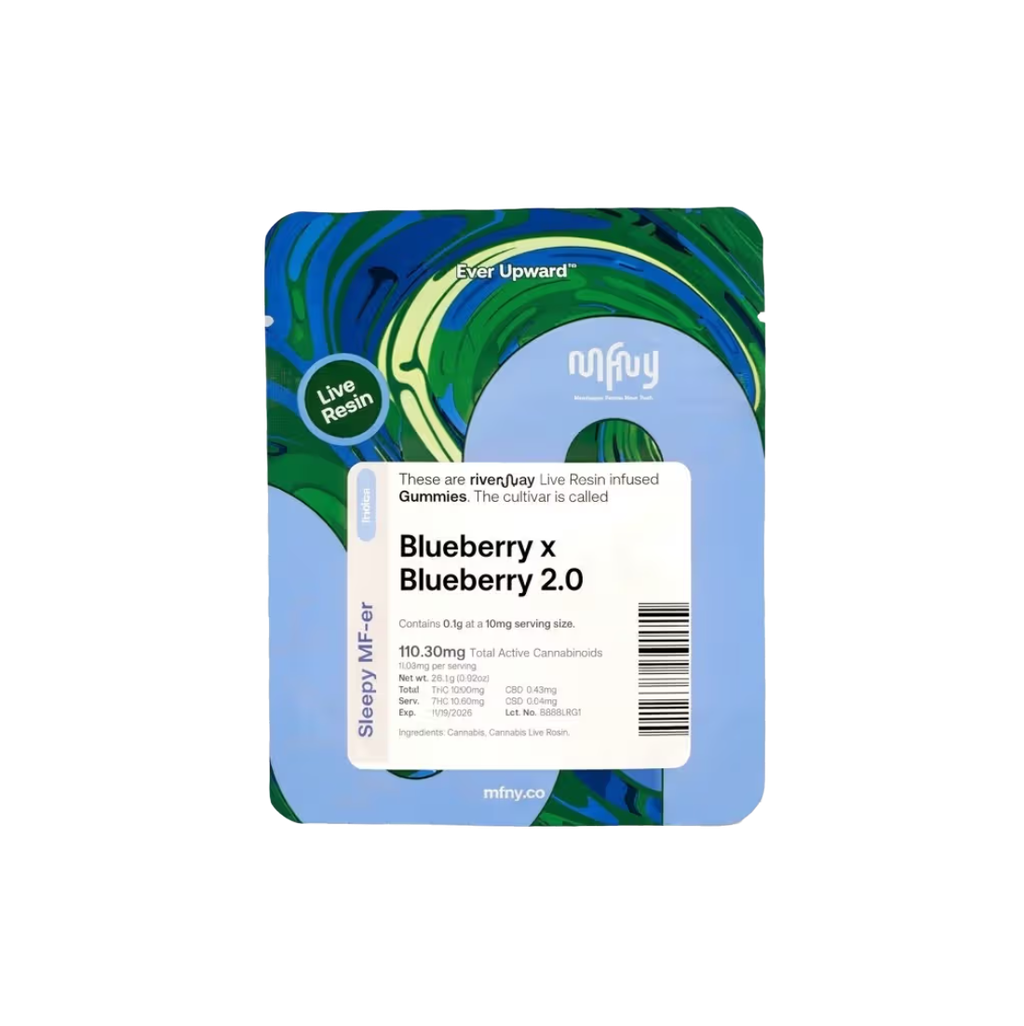 MFNY Blueberry x Blueberry 2.0 Live Rosin Gummies 100mg, 10 pack