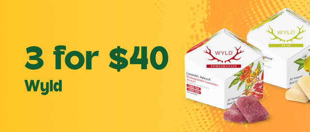 Cannabis Promo, Cannabis Sales, Cannabis Discounts, Cannabis on Sale, 3 for $40 Wyld