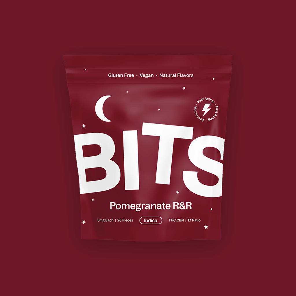 BITS Fast Acting Pomegranate R&R 1:1 THC:CBN Gummies 20pk