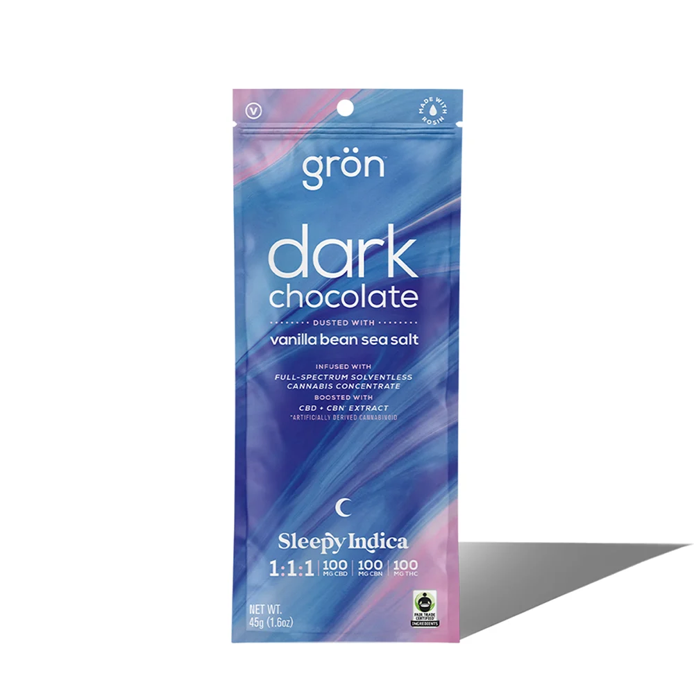 Grön THC Dark Chocolate Bar with Vanilla Bean Sea Salt 10mg THC : 10mg CBD