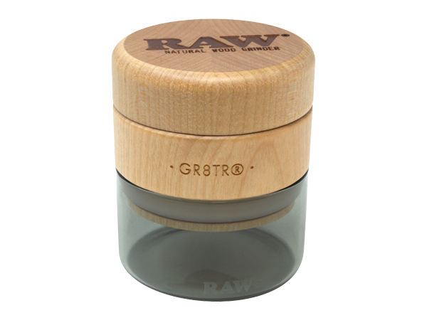 65mm Grinder Natural Wood Black Glass RAW