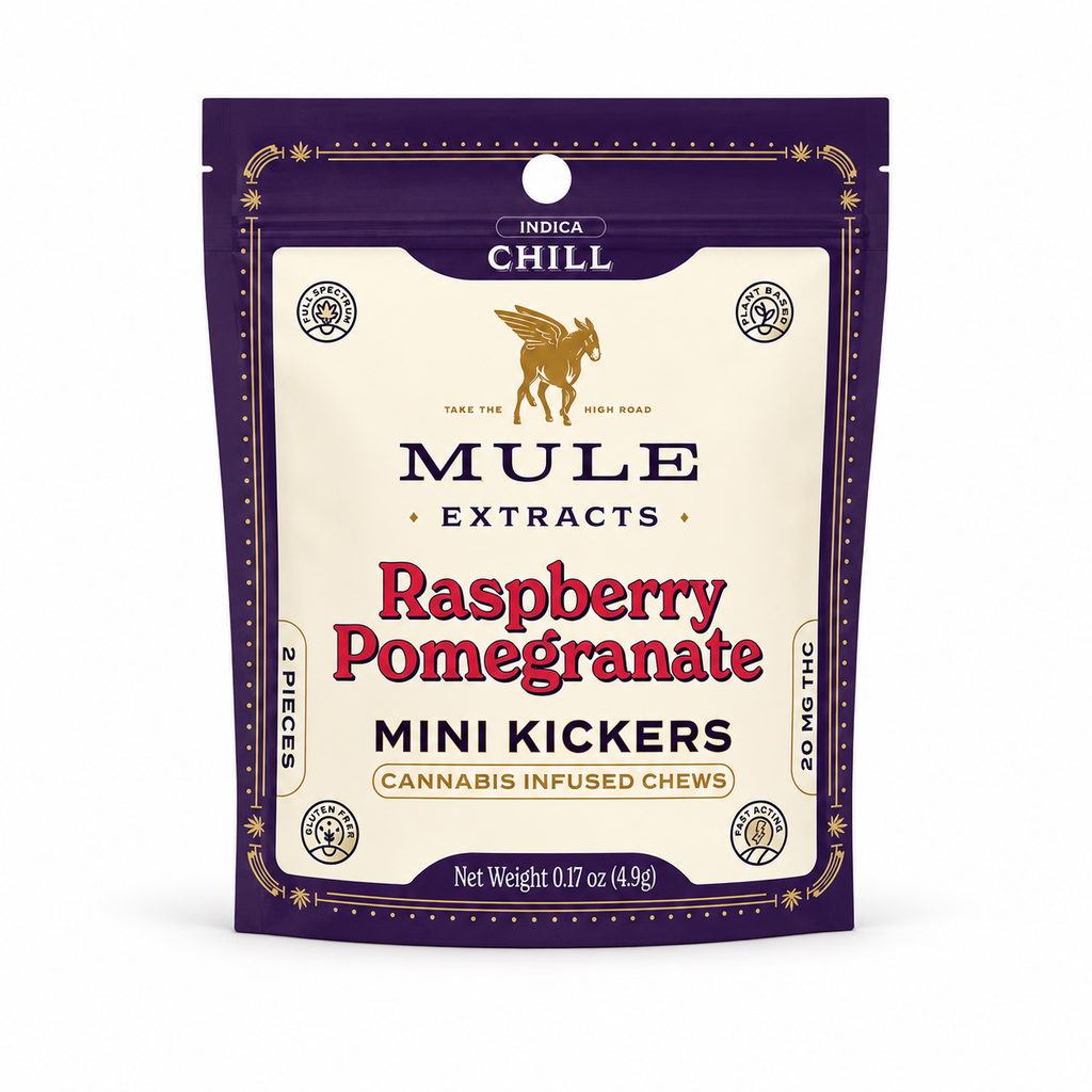 Mule Extracts Raspberry Pomegranate 2Pk Indica Gummies 100mg, 2pk