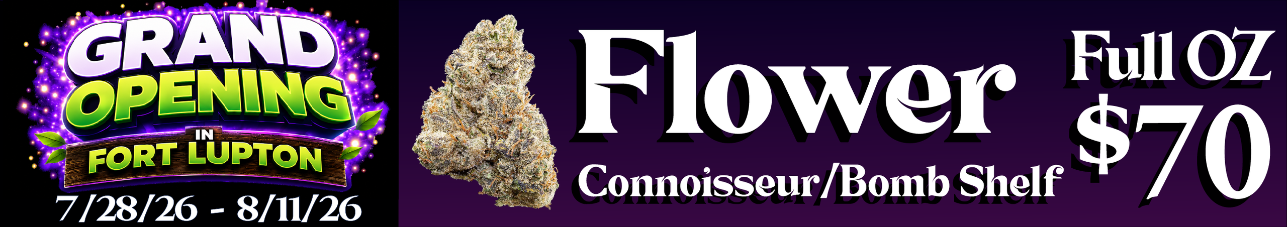 Cannabis Promo, Cannabis Sales, Cannabis Discounts, Cannabis on Sale, Connoisseur /Bomb shelf — $70 full oz