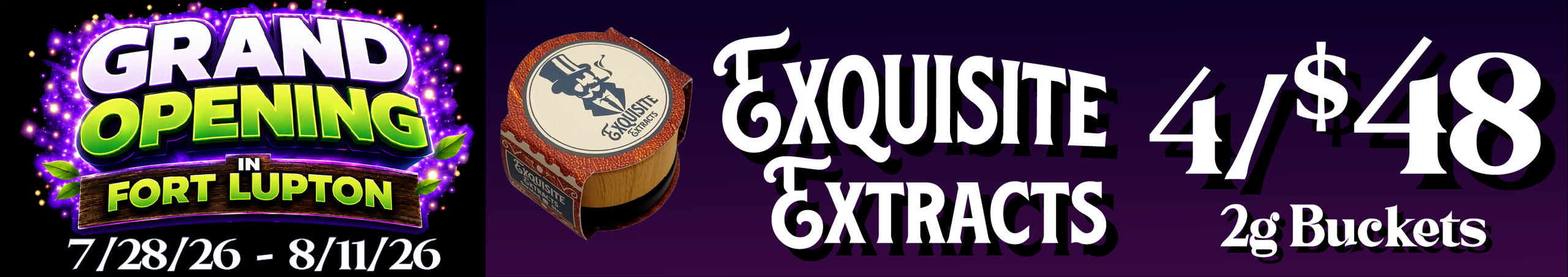 Cannabis Promo, Cannabis Sales, Cannabis Discounts, Cannabis on Sale, Exquisite Extracts 2G bucket — 4/$48