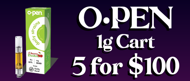 Cannabis Promo, Cannabis Sales, Cannabis Discounts, Cannabis on Sale, Open 1g cart — 5/$100