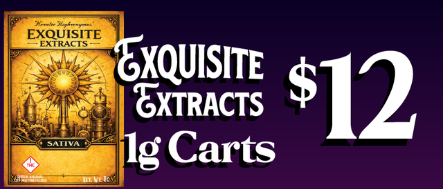 Cannabis Promo, Cannabis Sales, Cannabis Discounts, Cannabis on Sale, Exquisite Extracts 1G carts — $12