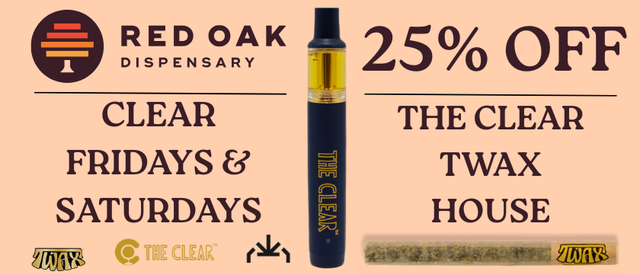 Cannabis Promo, Cannabis Sales, Cannabis Discounts, Cannabis on Sale, Clear 25% Off Fridays + Saturdays