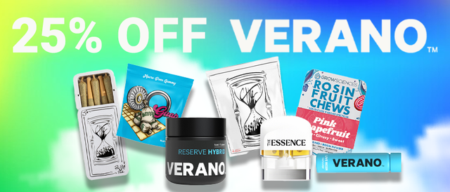 Cannabis Promo, Cannabis Sales, Cannabis Discounts, Cannabis on Sale, Verano Weekly 25%