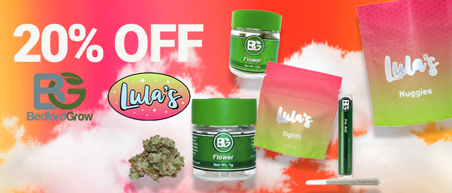Cannabis Promo, Cannabis Sales, Cannabis Discounts, Cannabis on Sale, Bedford Weekly 20%