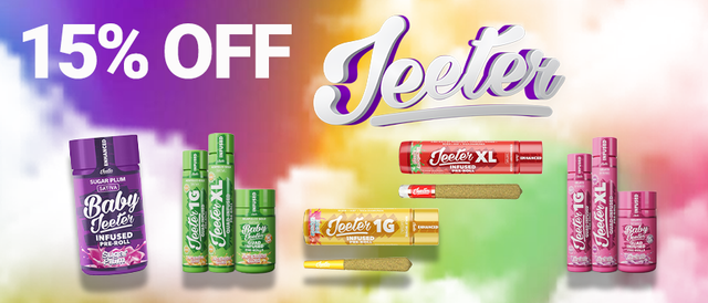 Cannabis Promo, Cannabis Sales, Cannabis Discounts, Cannabis on Sale, Jeeter Weekly 15%