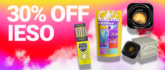 Cannabis Promo, Cannabis Sales, Cannabis Discounts, Cannabis on Sale, IESO  30%