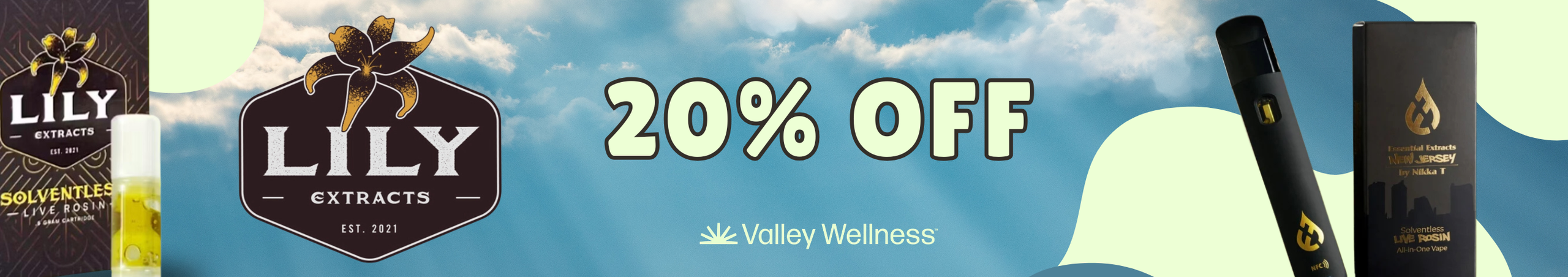 Cannabis Promo, Cannabis Sales, Cannabis Discounts, Cannabis on Sale, 20% Off Lily Extracts Vapes!