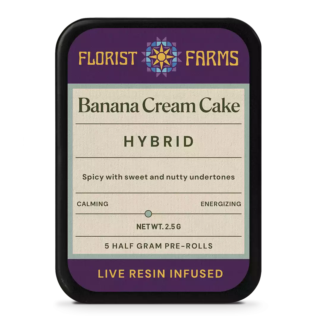 Florist Farms| Banana Cream Cake | Live Resin Infused | Half Gram Pre-Rolls