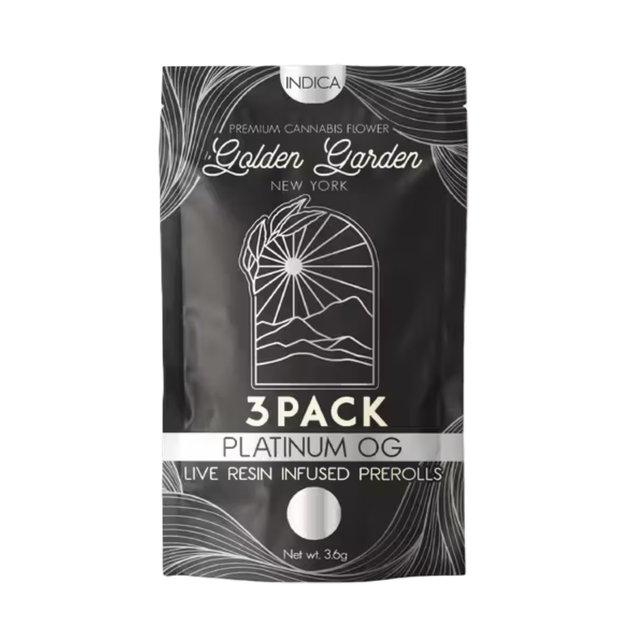 Live Resin Infused Prerolls Platinum OG Golden Garden
