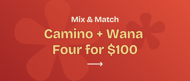 Cannabis Promo, Cannabis Sales, Cannabis Discounts, Cannabis on Sale, Camino + Wana 4 for $100 (Mix + Match)
