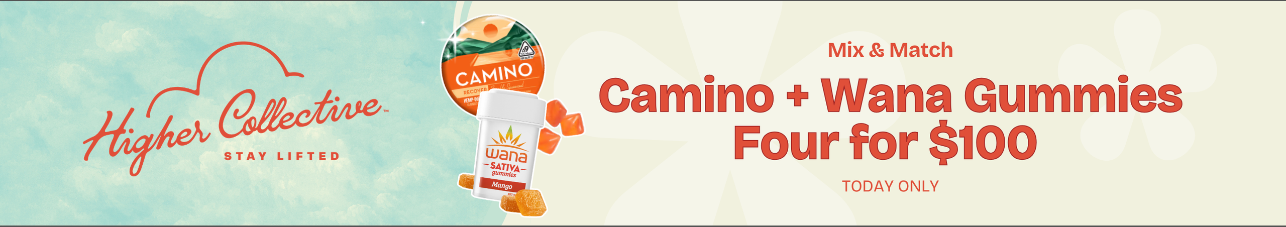 Cannabis Promo, Cannabis Sales, Cannabis Discounts, Cannabis on Sale, Camino + Wana 4 for $100 (Mix + Match)