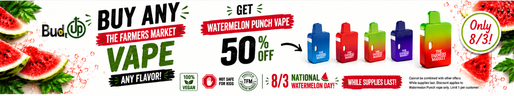 Cannabis Promo, Cannabis Sales, Cannabis Discounts, Cannabis on Sale, THE FARMERS MARKET BOGO 50% WATERMELON PUNCH