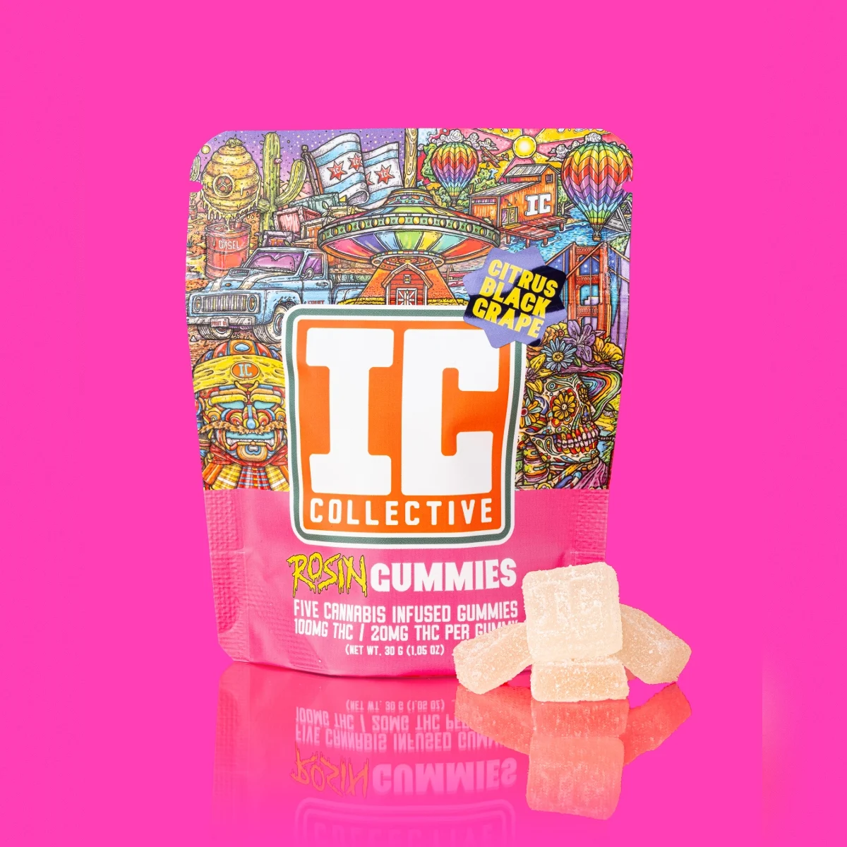 Citrus Black Grape Hash Rosin Gummies  Ic Collective