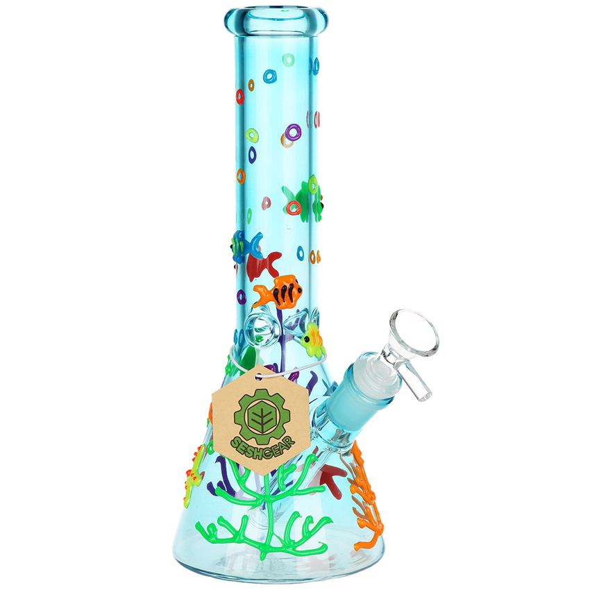 Coral Reefer Glow in Dark Beaker Glass Water Pipe