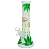 Hemp Leaf Shrooms Glow in Dark Glass Beaker Water Pipe