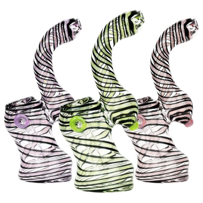 Toxic Black Swirl Glass Bubbler Colors Vary
