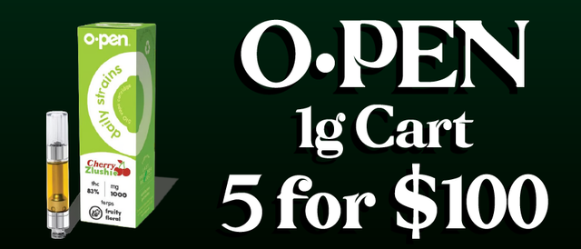 Cannabis Promo, Cannabis Sales, Cannabis Discounts, Cannabis on Sale, Open 1g cart — 5/$100