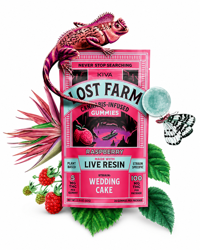 Raspberry Wedding Cake Live Resin Chews | 100mg | 10ct | 10mg/ea Lost Farm