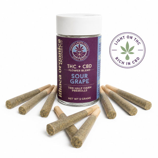 Sour Grape 10 Pack .5g High CBD Pre-Rolls  Ithaca Organics
