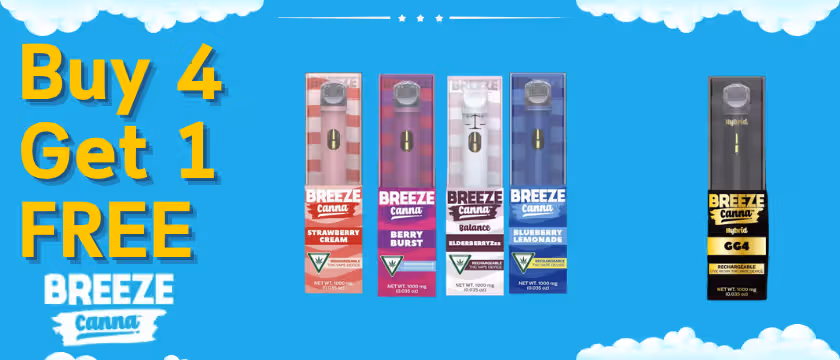 Cannabis Promo, Cannabis Sales, Cannabis Discounts, Cannabis on Sale, Breeze Canna Buy 4 Get 1 Free