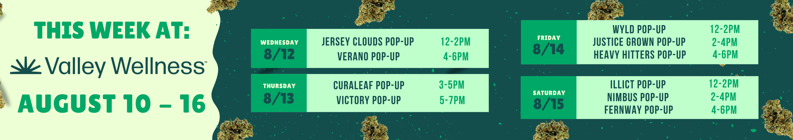 Cannabis Promo, Cannabis Sales, Cannabis Discounts, Cannabis on Sale, This Week, 8/10-8/16
