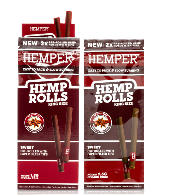 Hemp King Size Rolls with Paper Tips (Sweet) (2pk) Hemper
